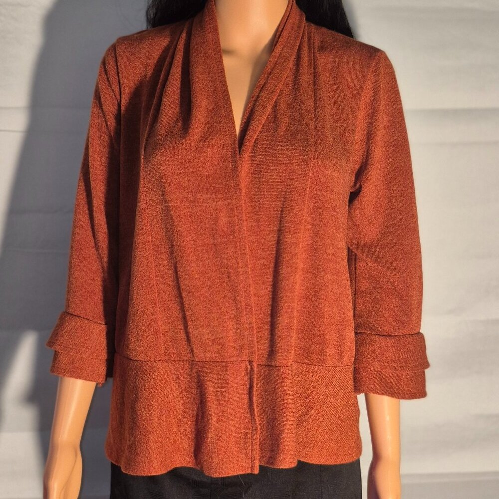 RAFAELLA Cardigan sweater, burnt orange, bell sleeves, in size Medium-P